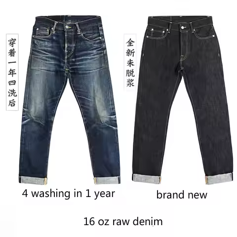 511XX-0001 Red Tornado Heavy Weight Indigo Selvage Washed 16oz Pants Sanforized Thick Raw Denim Jean