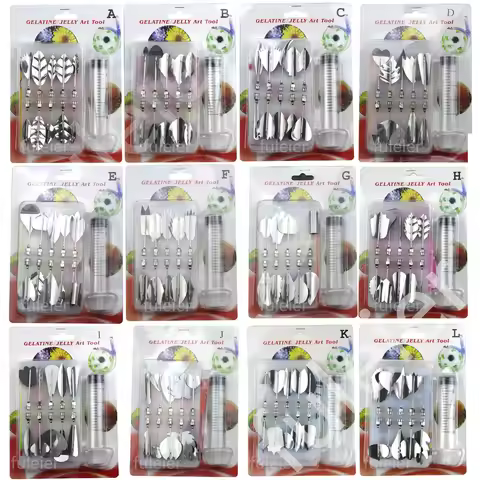 14 style 3D Gelatin Cake Mold Jelly Art Pudding Flowers Stainless Steel Nozzle Syringe Needle Kit Ca