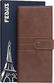 D-Brown Leather Premium Long Currency Holder, Unisex Passport Holder,Wallet with Card Holder, ID Car