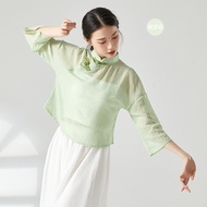 Classical Dance Practice Clothes Retro Buckle Improved Cheongsam Top Chinese Style Female Chinese Da