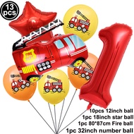 13pcs/set Fire Truck Latex Balloons Red Number Baloons Baby Shower Firefighter Birthday Party Decora
