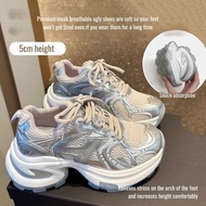 breathable casual shoes Mesh Breathable Dad Shoes Silver Walking Silver Pop Shoes