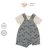 TinyBee เอี๊ยมยีนส์ เอี๊ยมขาสั้นเด็กผู้ชาย เสื้อผ้าฝ้าย Baby Overalls Cotton 100% ชุดเด็กแรกเกิด ลาย