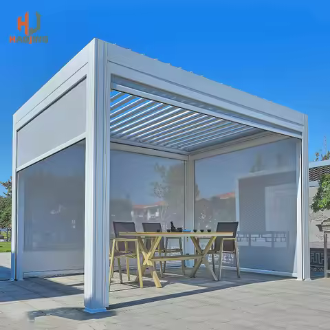 Outdoor Garden Gazebo Sun Room Waterproof Aluminum Pavillion 4x3 3x6 Electric Metal Louvred Pergola 