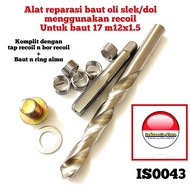 Alat reparasi baut oli motor slek dol menggunakan recoil untuk baut 17 m12x1.5 komplit tap n bor