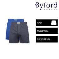 Byford Seluar Dlam Lelaki | (2 Pcs) Byford Mens Nylon Spandex Boxer Shorts Underwear Assorted Colour