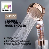 Detachable SH122 Rose Gold Small Waist Hand Shower Head Filter 3 Modes Three-speed Turbocharged with