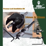 HEAVY DUTY DOOR LOCK DRILL HOLE INSTALLATION TOOL / 2 PCS HOLE SAW KIT (54MM/22MM) | 2PCS STAG LOCK 