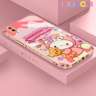 Jjlingji เคสสำหรับ Huawei Y7 Pro 2019เคสลายการ์ตูนสีชมพูลินาเบลล์ใหม่กรอบสี่เหลี่ยมพื้นผิวเคสนิ่มซิลิกาเจลกันกระแทกเคสมือถือรวมทุกฝาครอบป้องกันเลนส์กล้องถ่ายรูป