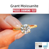 Real Moissanite Gold Engagement Wedding Ring Round Pave Band 1ct 2ct in S925 Sterling Silver with GR