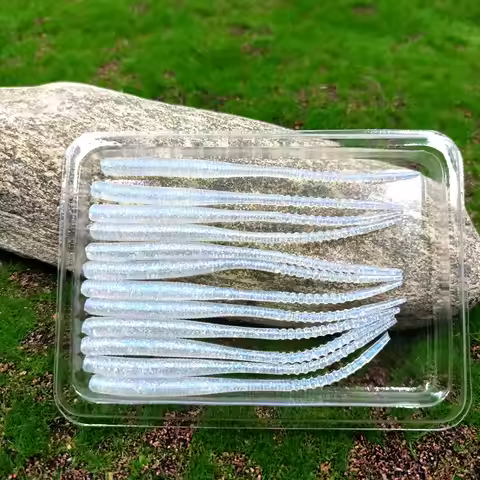 TSURINOYA 12pcs AJING Soft Fishing Lure 72mm/0.5g LURKER Rockfish Swimbaits Jig Lures UV Luminous Wo