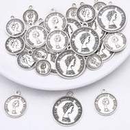 10-20pcs Head Coin Charms Round Queen Coin Pendants Alloy Commemorate Pendants Beads For DIY Jewelry