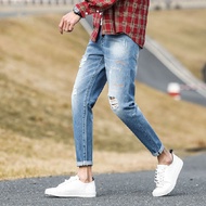 seluar jeans lelaki jeans men Korean Version Trendy 9-Point Pants All-Match Summer Autumn New Style 