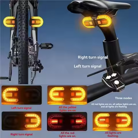 4X Bicycle USB Turn Signals Rechargeable Turn Signals Detachable Mountain Bike Night Riding Lights-A