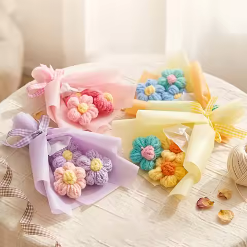 Mini Flower Bouquet Handwoven Bouquet for Teachers Day Mini Flower Gifts Bouquet Wedding Birthday Pa