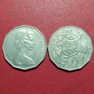 koin Australia 50 Cents Elizabeth II Dodecagonal type 1969-1984
