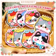 Notebook MiniRing with Cute Cat Animal Character Motif, Kawaii, 50 Sheets, 9x9cm, Paper Notes, Writi