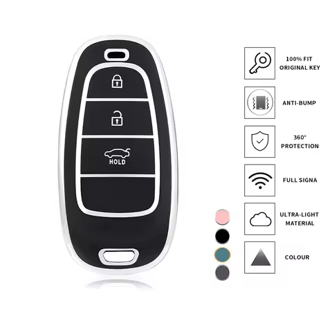 Car Key Case Cover Compatible with Hyundai Models: Langdong, Mistra, ix25, Verna, ix35, Sonata 8/9/1