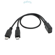 SHFY Micro USB Female to 2 Micro USB Male Splitter Cable Extension Wire 30cm 12inch