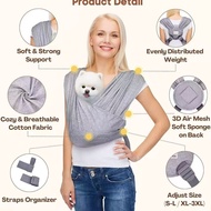 Large Capacity Pet Travel Bag Comfortable Breathable Portable Chest Bag Foldable Dog Cat Outing Clot
