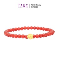 DA1 TAKA Jewellery 999 Pure Gold Rose Charm with Beads Bracelet