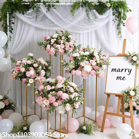 Custom 60CM Artificial Rose Ball Wedding Road Guide Flower Hotel Banquet Hall Decor Stage Props Euca