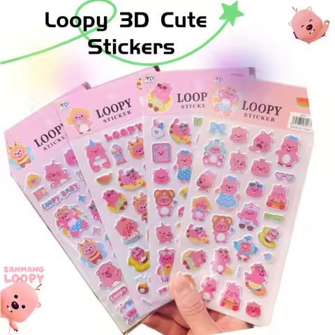 New Pororo Anime Cute Loopy 3D Foam Stickers, Lovely Cartoon Exquisite Stickers for DIY Phone Case, 