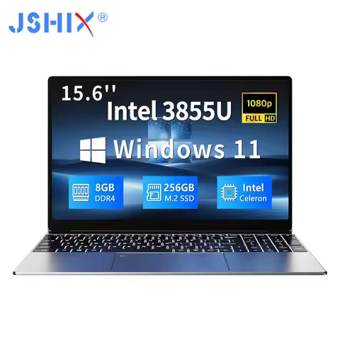 JSHIX Intel Celeron 3855U Laptop 15.6 Inth 8GB DDR4 RAM 256GB 512GB SSD Windows 11 Fingerprint Unloc