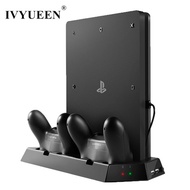 IVYUEEN Vertical Stand Cooling Fan with Charging Station for Sony Playstation 4 PS4 Slim Console + D