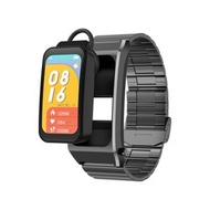 全城熱賣 - A8 1.98寸二合一藍牙耳機鋼錶帶智能手錶 支持ECG / NFC（黑色）