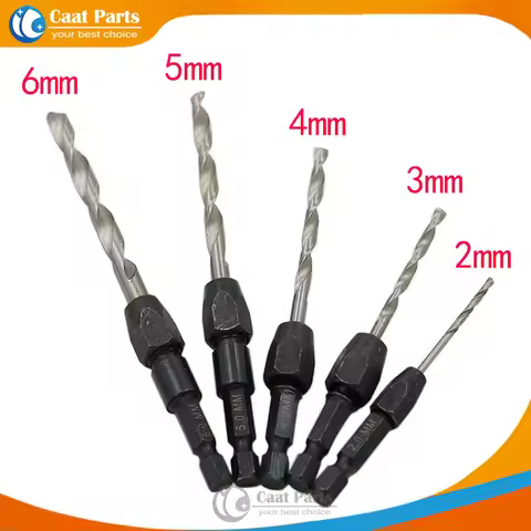 5pcs Quick Change Drill Bit Set Hex Shank Metric 2mm-6mm Twist Drill Bit Steel Plate Hole Cutter Dri