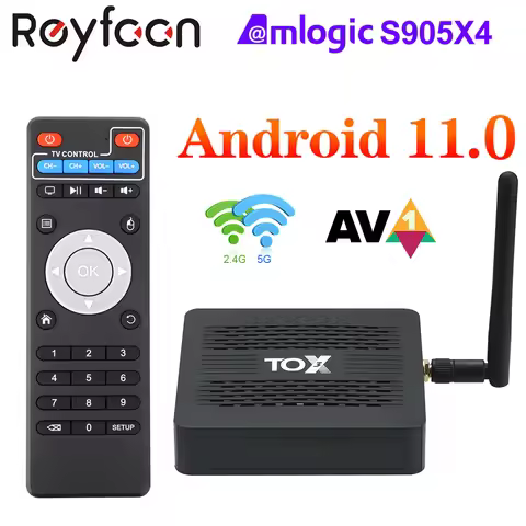 TOX3 2T2R Dual Wifi 4GB 32GB Android 11 TV Box Amlogic S905X4 1000M Internet BT4.1 Support AV1 4K 60
