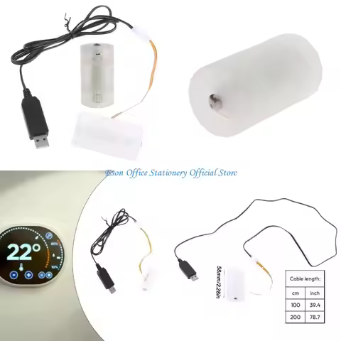 G8DC Battery Elimination Cable USB to LR20 D Dummy Battery Power Cable Extension Cord Replace 2pcs 1