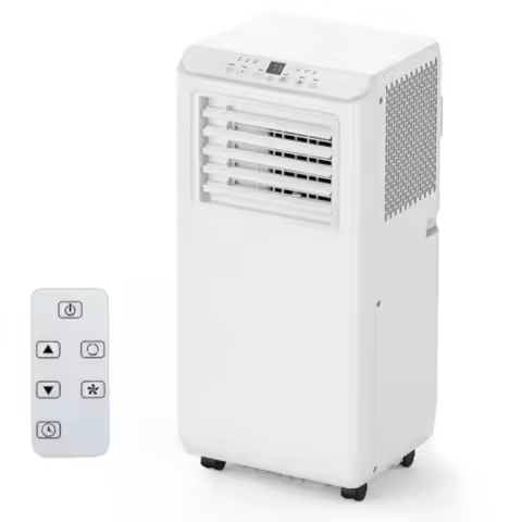 Portable air conditioner for bedroom/dorms/apartments, aluminum housing, white, 10000 BTU 3-in-1 coo