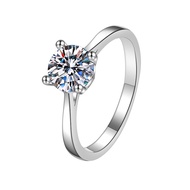 Moissanite Ring Female 925 Silver D Color Moissanite 6.5MM1ct Can Pass the Test Pen with GRA Certifi
