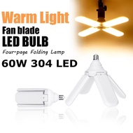 E27 Fan Blade LED Light Bulb 60W 4 Blade Folding Garage Lamp 110-265V Adjustable Ceiling Lighting