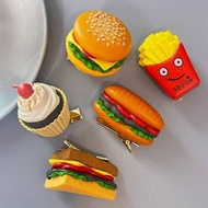 "Playful Foodie Hair Clip Set - Quirky Side Clips for Fun Night Market Accessories"