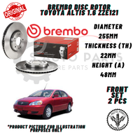 TOYOTA ALTIS 1.6 ZZE121 FRONT 100% BREMBO BRAKE DISC ROTOR