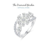 TDG 10K Gold Flower Shaped Lab Grown Diamond Ring