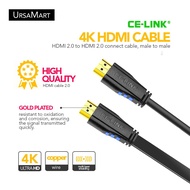 Ursa Mart - CE-LINK 4K 60Hz HDMI Cable/HDMI 2.0 3D High Speed Cable Compatible with Ethernet Audio Return(ARC), PS4, TV