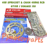 ( 1 SET ) MODENAS GT128 DINAMIK120 DINAMIK 120 FRONT REAR 428 SPROCKET CHAIN 428HS RCB SPOKET SPOCKE