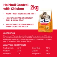 CATQUEEN PETS Malaysia Club 4 Paws Premium Cat Food 2KG Chicken Hairball Control Indoor Urinary Maka