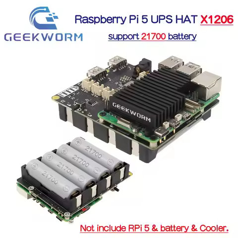 Geekworm X1206 V2.0 Power Management Board 21700 5V UPS HAT Compatible with 4 cell 21700 batteries f