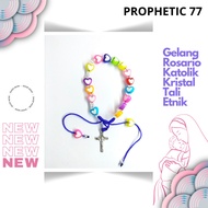 VIRAL Gelang Rosario Katolik Tali Etnik Souvenir Rohani Aksesoris Salib Pria Wanita Anak PROPH