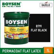 Boysen Color Series Permacoat Flat Latex Paint Black B791- 1 Liter