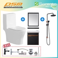 SORENTO One Piece Water Closet Rimless Flushing Bathroom S/Steel 304 Basin Cabinet Shower Package SR