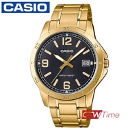 Casio Standard นาฬิกาข้อมือสุภาพบุรุษ สายสแตนเลส รุ่น MTP-V004G-1BUDF (หน้าปัดสีดำ)