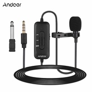 Andoer AD-M2 Omni-directional Clip-on Lavalier Microphone 3.5mm Plug Condenser Mic with 6.5mm Audio 