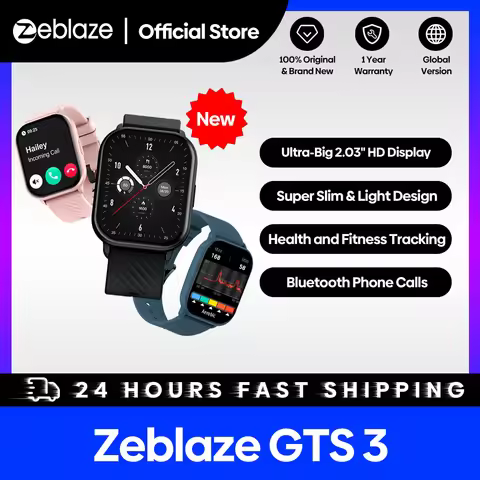 New Zeblaze GTS 3 Voice Calling Smart Watch Ultra-big 2.03'' HD Screen 24H Health Monitor 100+ Sport