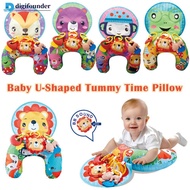 DIGIFOUNDER Baby Tummy Time Pillow Montessori Sensory Training Pillow with Teether Rattle for Newbor
